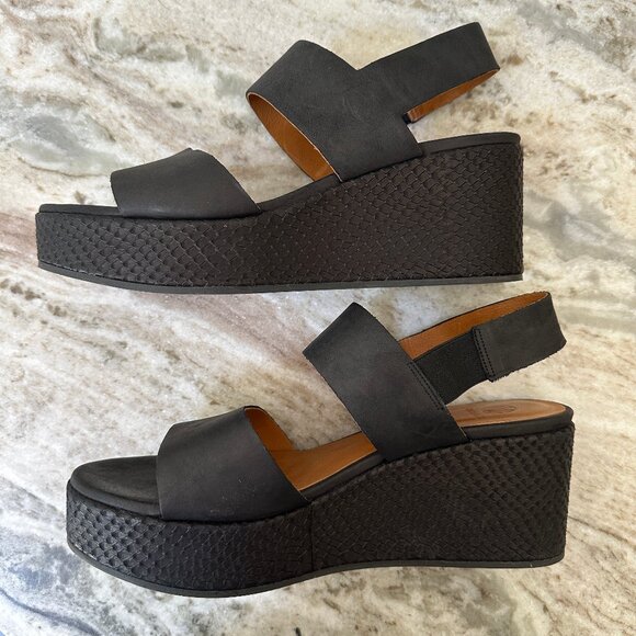 Coclico Leonora Wedge Sandals in black, size 38.5 ~ pre-owned - Picture 6 of 9